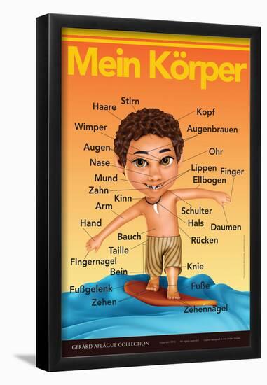 Mein Körper - My Body (Surfer Boy) in German-Gerard Aflague Collection-Framed Poster