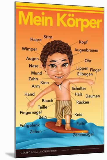 Mein Körper - My Body (Surfer Boy) in German-Gerard Aflague Collection-Mounted Poster