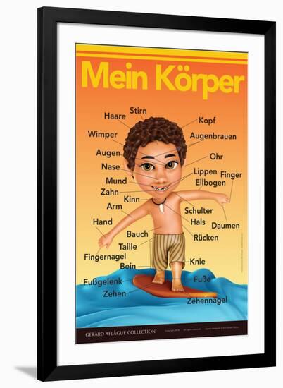 Mein Körper - My Body (Surfer Boy) in German-Gerard Aflague Collection-Framed Art Print