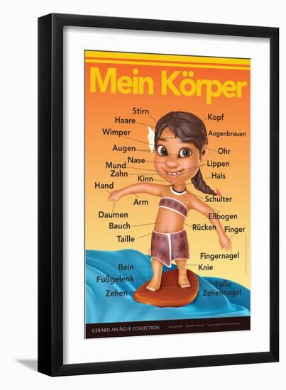 Mein Körper - My Body (Surfer Girl) in German-Gerard Aflague Collection-Framed Art Print