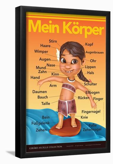 Mein Körper - My Body (Surfer Girl) in German-Gerard Aflague Collection-Framed Poster
