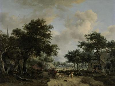 Wooded Landscape with Merrymakers in a Cart