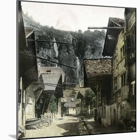 Meiringen (Switzerland), the Waterfalls of Muhlibach and Alpbach Seen from the Village, Circa 1865-Leon, Levy et Fils-Mounted Photographic Print