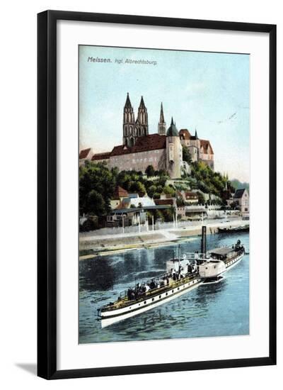 Meissen, Ein Dampfer Auf Der Elbe, Albrechtsburg--Framed Giclee Print