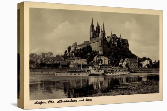 Meißen Elbe, Albrechtsburg Und Dom, Dampfer Einheit-null-Stretched Canvas