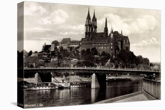 Meißen Sachsen, Brücke, Schloss, Dampfer Salesel-null-Stretched Canvas