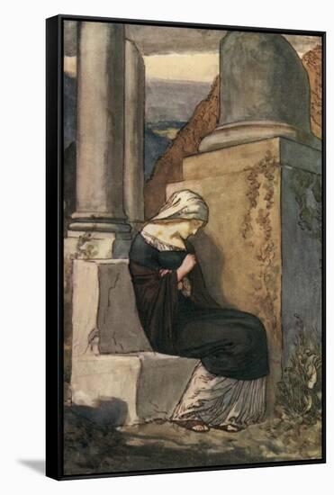 Melancholy by John Fletcher-Robert Anning Bell-Framed Stretched Canvas