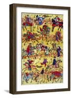 Melange of Horse-riders, Japanese Wood-Cut Print-Lantern Press-Framed Art Print