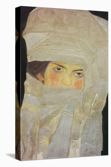 Melanie, the Sister of the Artist. with Silver-Coloured Cloths, 1908-Egon Schiele-Stretched Canvas