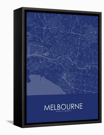 Melbourne, Australia Blue Map-null-Framed Stretched Canvas