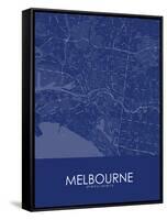 Melbourne, Australia Blue Map-null-Framed Stretched Canvas