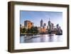 Melbourne, Australia, in Early Morning Light.  Yarra River, towards Flinders Street Station.-Robyn Mackenzie-Framed Photographic Print