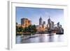 Melbourne, Australia, in Early Morning Light.  Yarra River, towards Flinders Street Station.-Robyn Mackenzie-Framed Photographic Print