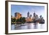 Melbourne, Australia, in Early Morning Light.  Yarra River, towards Flinders Street Station.-Robyn Mackenzie-Framed Photographic Print