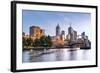 Melbourne, Australia, in Early Morning Light.  Yarra River, towards Flinders Street Station.-Robyn Mackenzie-Framed Photographic Print