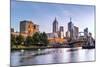 Melbourne, Australia, in Early Morning Light.  Yarra River, towards Flinders Street Station.-Robyn Mackenzie-Mounted Photographic Print