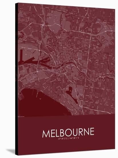 Melbourne, Australia Red Map-null-Stretched Canvas