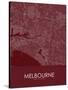 Melbourne, Australia Red Map-null-Stretched Canvas