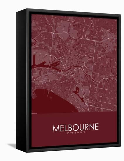 Melbourne, Australia Red Map-null-Framed Stretched Canvas