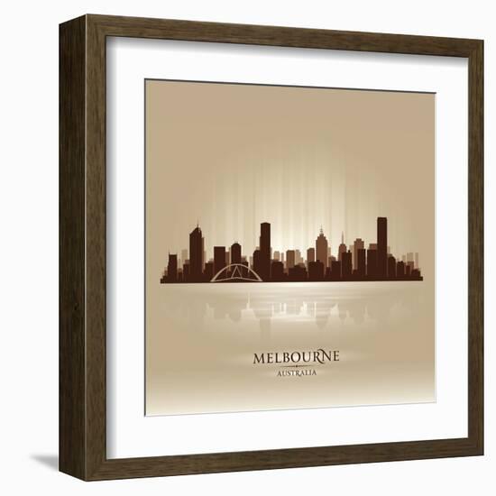 Melbourne Australia Skyline City Silhouette-Yurkaimmortal-Framed Art Print