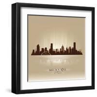 Melbourne Australia Skyline City Silhouette-Yurkaimmortal-Framed Art Print