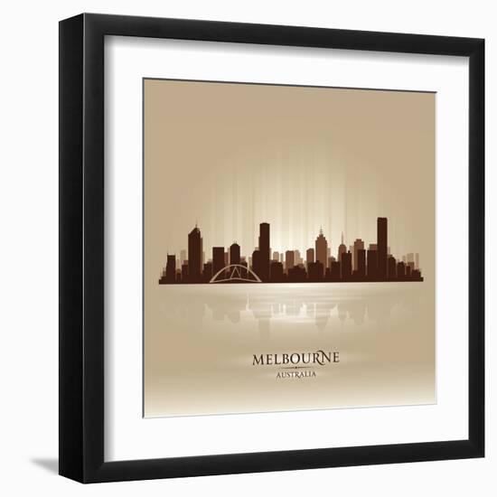 Melbourne Australia Skyline City Silhouette-Yurkaimmortal-Framed Art Print