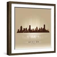 Melbourne Australia Skyline City Silhouette-Yurkaimmortal-Framed Art Print