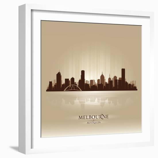 Melbourne Australia Skyline City Silhouette-Yurkaimmortal-Framed Art Print