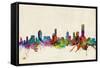 Melbourne Australia Skyline-Michael Tompsett-Framed Stretched Canvas