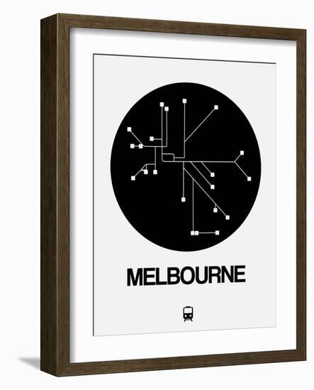 Melbourne Black Subway Map-NaxArt-Framed Art Print