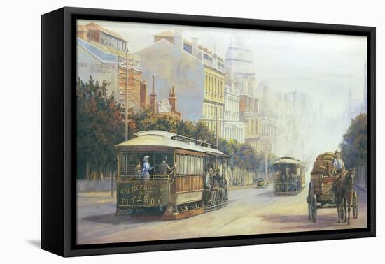 Melbourne Cable Cars-John Bradley-Framed Stretched Canvas