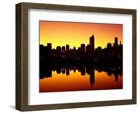 Melbourne CBD and Telstra Dome at Dawn, Victoria, Australia-David Wall-Framed Photographic Print