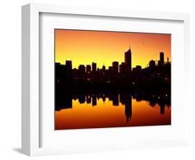 Melbourne CBD and Telstra Dome at Dawn, Victoria, Australia-David Wall-Framed Photographic Print