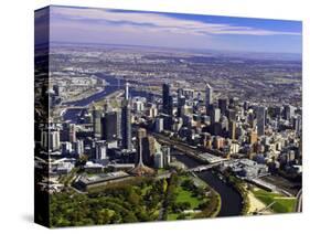 Melbourne CBD and Yarra River, Victoria, Australia-David Wall-Stretched Canvas