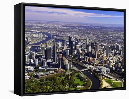 Melbourne CBD and Yarra River, Victoria, Australia-David Wall-Framed Stretched Canvas