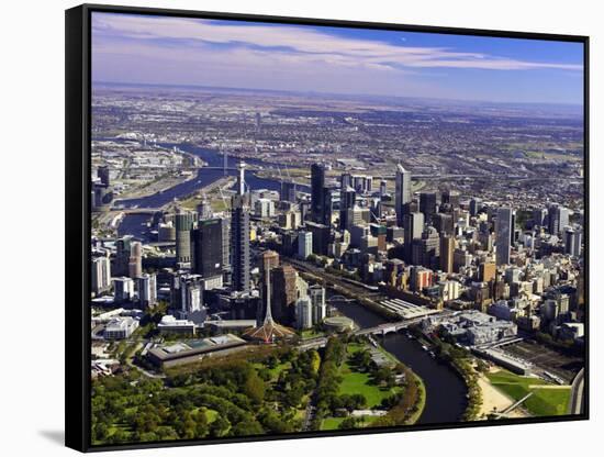 Melbourne CBD and Yarra River, Victoria, Australia-David Wall-Framed Stretched Canvas