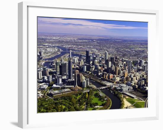 Melbourne CBD and Yarra River, Victoria, Australia-David Wall-Framed Photographic Print