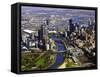 Melbourne CBD and Yarra River, Victoria, Australia-David Wall-Framed Stretched Canvas