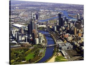 Melbourne CBD and Yarra River, Victoria, Australia-David Wall-Stretched Canvas