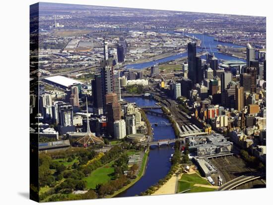 Melbourne CBD and Yarra River, Victoria, Australia-David Wall-Stretched Canvas