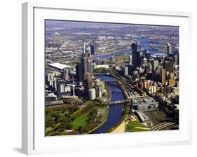 Melbourne CBD and Yarra River, Victoria, Australia-David Wall-Framed Photographic Print