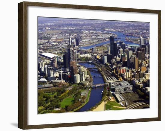 Melbourne CBD and Yarra River, Victoria, Australia-David Wall-Framed Photographic Print