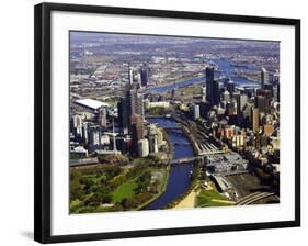 Melbourne CBD and Yarra River, Victoria, Australia-David Wall-Framed Photographic Print