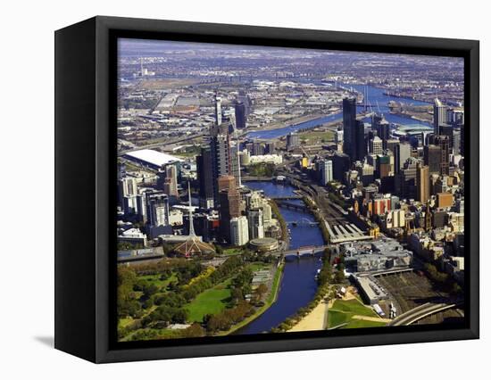 Melbourne CBD and Yarra River, Victoria, Australia-David Wall-Framed Stretched Canvas