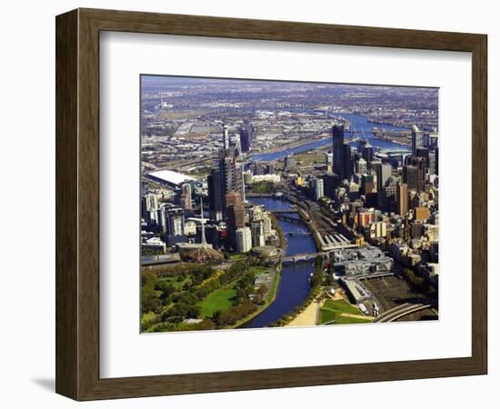 Melbourne CBD and Yarra River, Victoria, Australia-David Wall-Framed Photographic Print