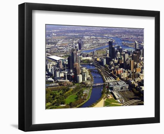 Melbourne CBD and Yarra River, Victoria, Australia-David Wall-Framed Photographic Print