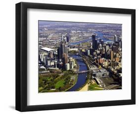 Melbourne CBD and Yarra River, Victoria, Australia-David Wall-Framed Photographic Print