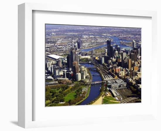 Melbourne CBD and Yarra River, Victoria, Australia-David Wall-Framed Photographic Print