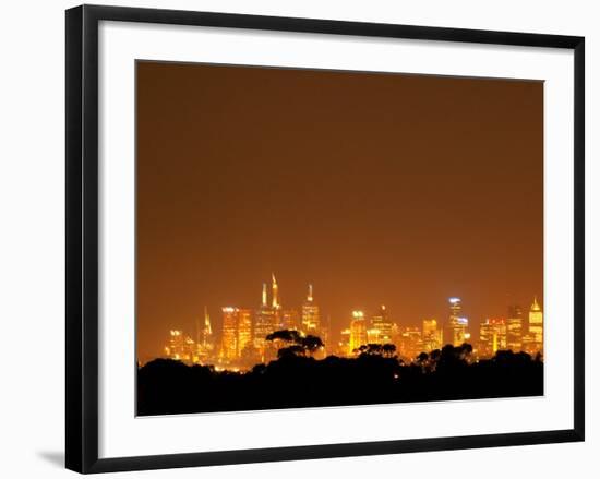 Melbourne CBD at Night, Victoria, Australia-David Wall-Framed Photographic Print