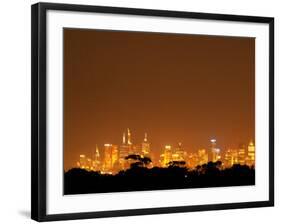 Melbourne CBD at Night, Victoria, Australia-David Wall-Framed Photographic Print